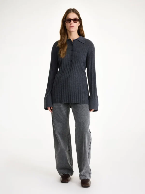 Strickmode^By Malene Birger Delphine Merinowoll-Pullover Jetgrey