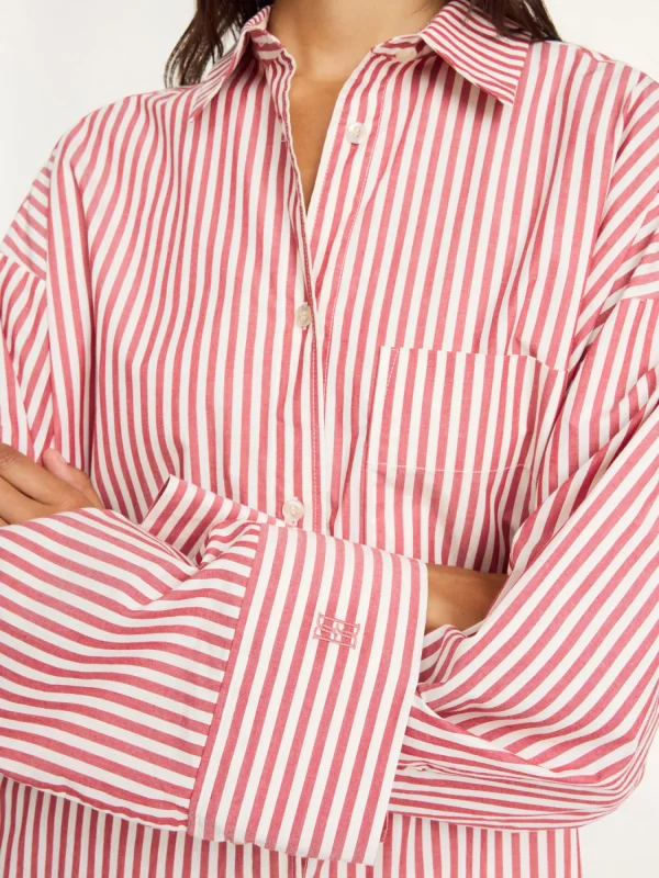 Hemden^By Malene Birger Derris Hemdbluse aus Biobaumwolle RedWhiteStripes