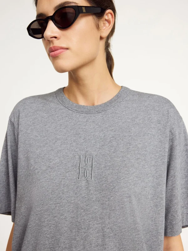 Tops & Blusen^By Malene Birger Fayeh T-Shirt aus Bio-Baumwolle GreyMelange