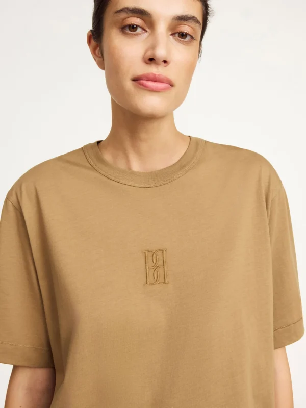 Tops & Blusen^By Malene Birger Fayeh T-Shirt aus Bio-Baumwolle LightBrown