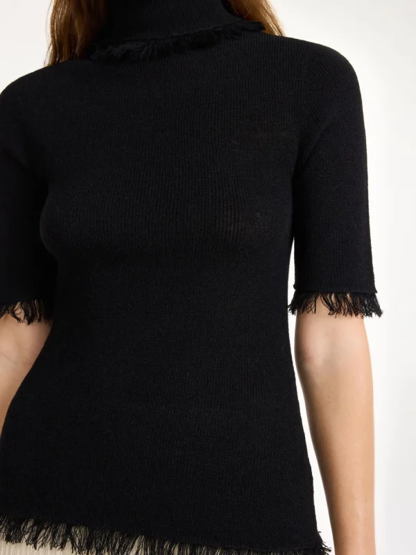 Strickmode^By Malene Birger Jaxa Top aus Wollmischung Black