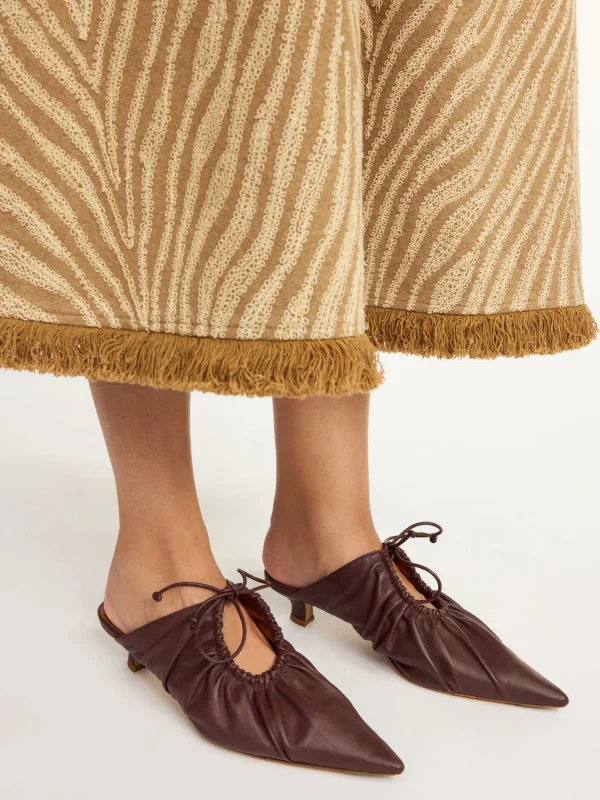 Schuhe^By Malene Birger Masey Mules aus Leder DarkMahogany