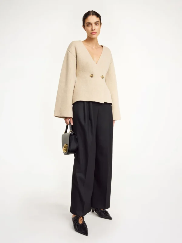 Strickmode^By Malene Birger Tinley Cardigan aus Wolle TwillBeige