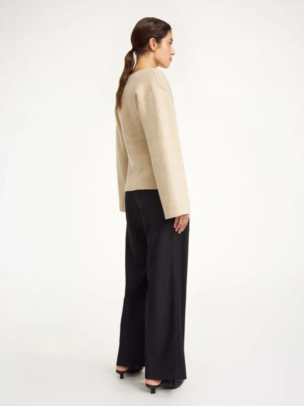 Strickmode^By Malene Birger Tinley Cardigan aus Wolle TwillBeige