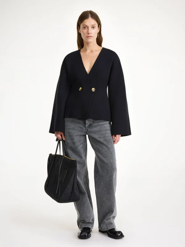 Strickmode^By Malene Birger Tinley Cardigan aus Wollgemisch Black