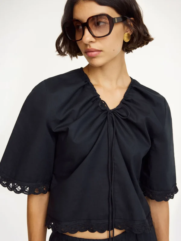 Tops & Blusen^By Malene Birger Ulrikke Top aus Bio-Baumwolle Black