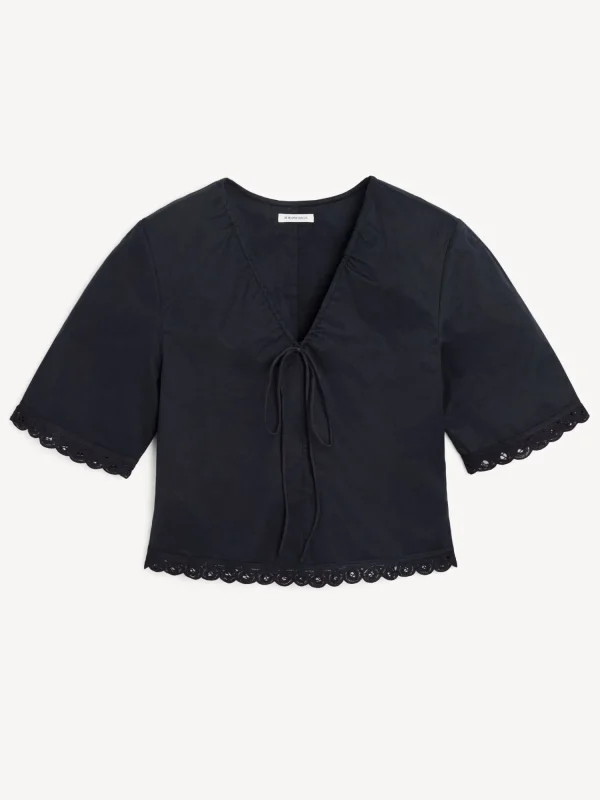 Tops & Blusen^By Malene Birger Ulrikke Top aus Bio-Baumwolle Black